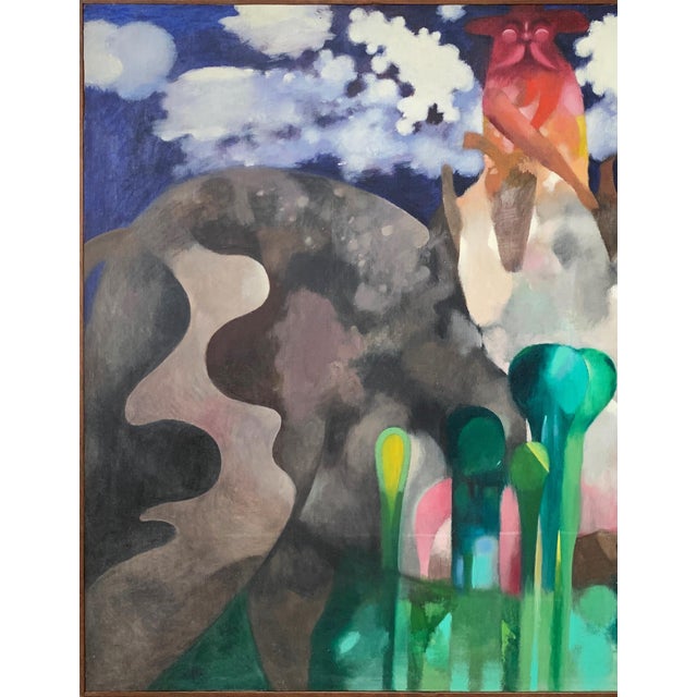 Abstract 1988 "Utopia" Oil on Canvas Abstract Painting Renowned Illustrator Bill Shields For Sale - Image 3 of 6