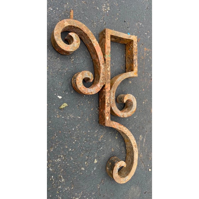 Metal Large Antique 1800s Cast Iron Architectural Salvage Corbel Bracket Church Sconce For Sale - Image 7 of 7