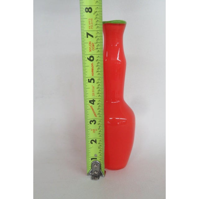 Glass Richard Jones Art Glass Vase Signed 1998 Studio Paran Orange and Green 4924b For Sale - Image 7 of 8