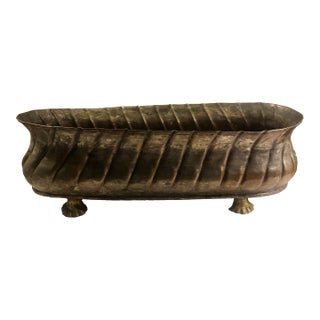 1960s Oblong Copper Planter With Brass Claw Feet For Sale