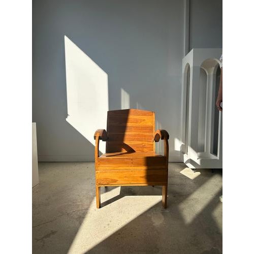 Small Asian Armchair with Upcycled Wooden Slats For Sale - Image 3 of 18