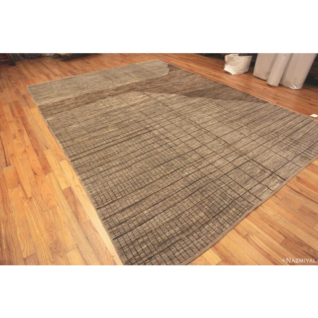 Beautiful Modern Trending Primitive Design Earthy Tones Area Rug, Country of Origin: Central Asia, Circa date: Modern Rugs...