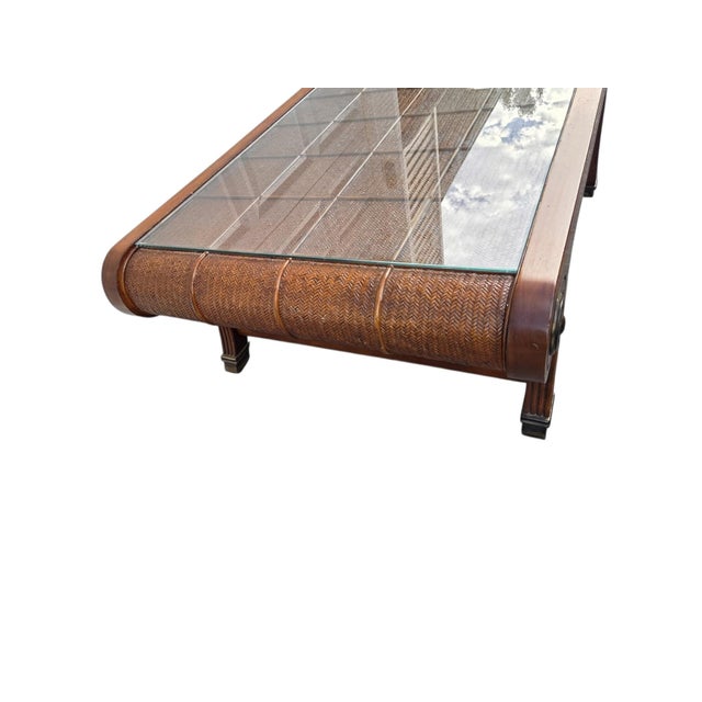 1990s Tommy Bahama Lexington Cane Coffee Table British Colonial Classical Revival For Sale - Image 14 of 18