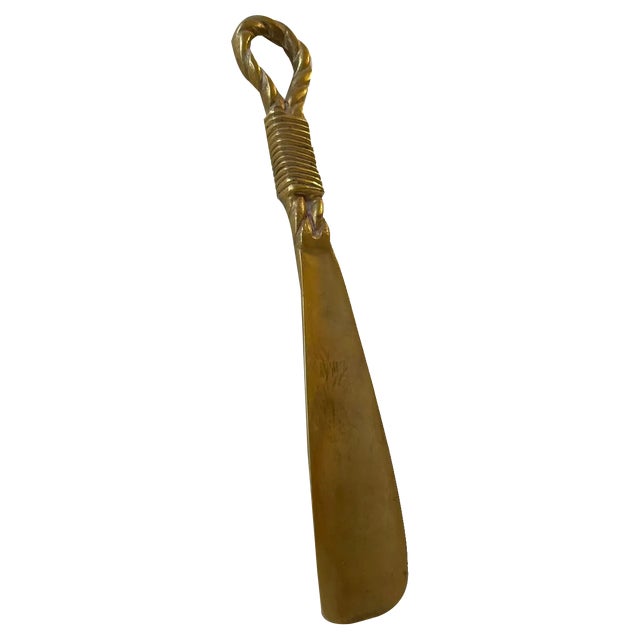 Art Deco Brass Shoe Horn with Draped Details, 1930s For Sale