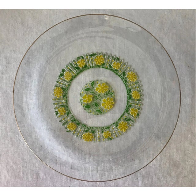 Metal 1960's Culver Round Glass Serving Dish With Daisies and Picket Fence For Sale - Image 7 of 7