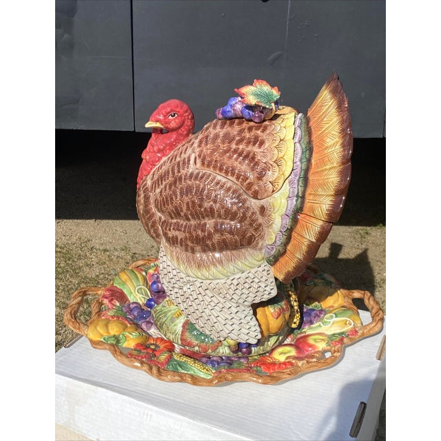 Fitz and Floyd Fitz & Floyd Turkey Tureen & Platter- Late 20th Century For Sale - Image 4 of 11