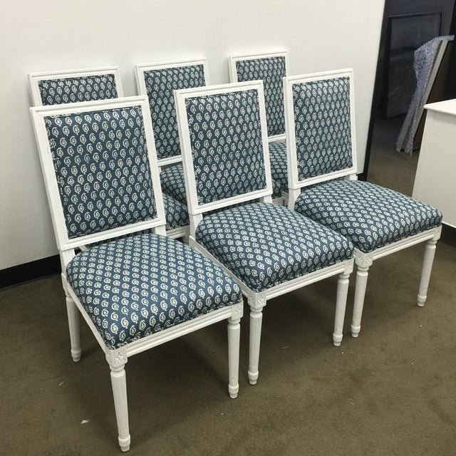 White French Style Dining Chairs in Batik Fabric - Set of ...