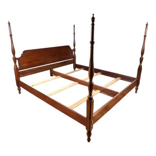 1980s Henkel Harris Solid Mahogany King Poster Bed For Sale