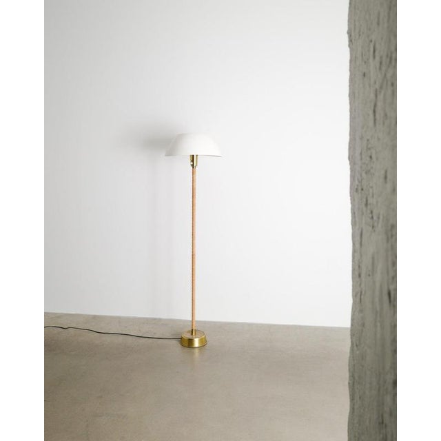 White Finnish Mid Century White Leather Senator Floor Lamp by Lisa Johansson-Papé, 1960s For Sale - Image 8 of 8