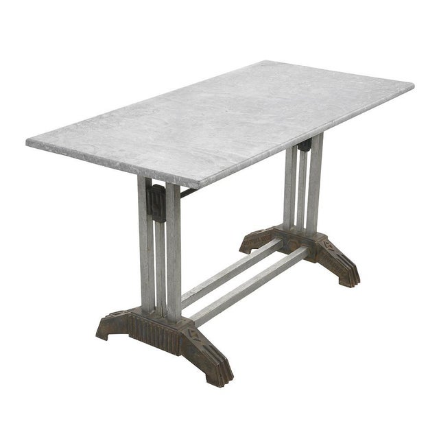 Art deco period bistro table in blue marble. This piece is designed in the style of the selected designer and/or manufacturer