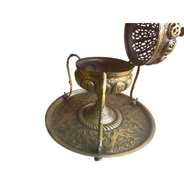 Gothic Hand-Chased Brass Incense Burner For Sale - Image 3 of 12