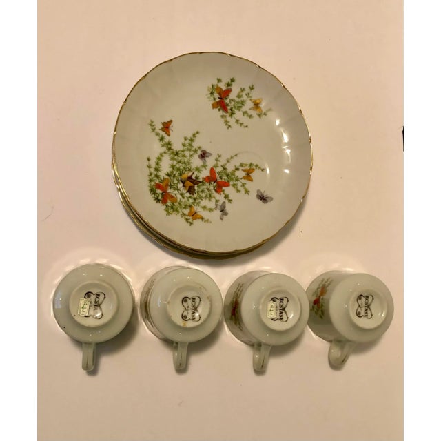 Vintage "Butterfly" Shafford Porcelain Tea Cups and Dessert Plates Set