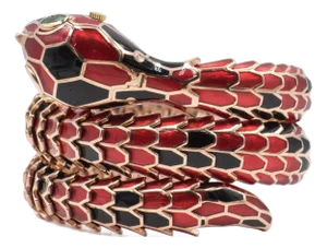 Alexis Ny 18k and Sterling Enamel Snake Wrap Bracelet Watch