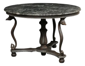 Mid 20th Century French Marble Top Serpent Motif Round Table