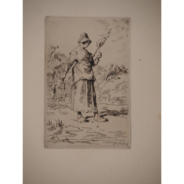Jean-François Millet, The Peasant Woman, Original Engraving For Sale - Image 8 of 8