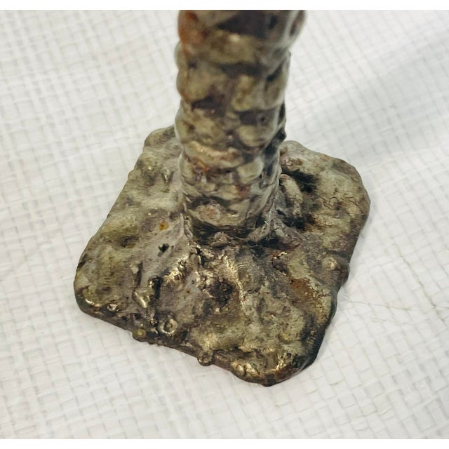 Vintage Brutalist Dining Table With Glass Top and Sculptural Textured Metal Base For Sale - Image 12 of 18