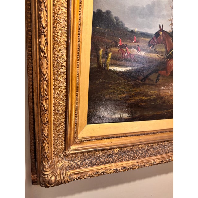 Textile English Hunting Oil on Canvas For Sale - Image 7 of 10