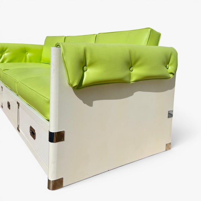 Mid Century Bernhardt Campaign Case Marge Carson Style Sofa Daybed For Sale In New York - Image 6 of 10
