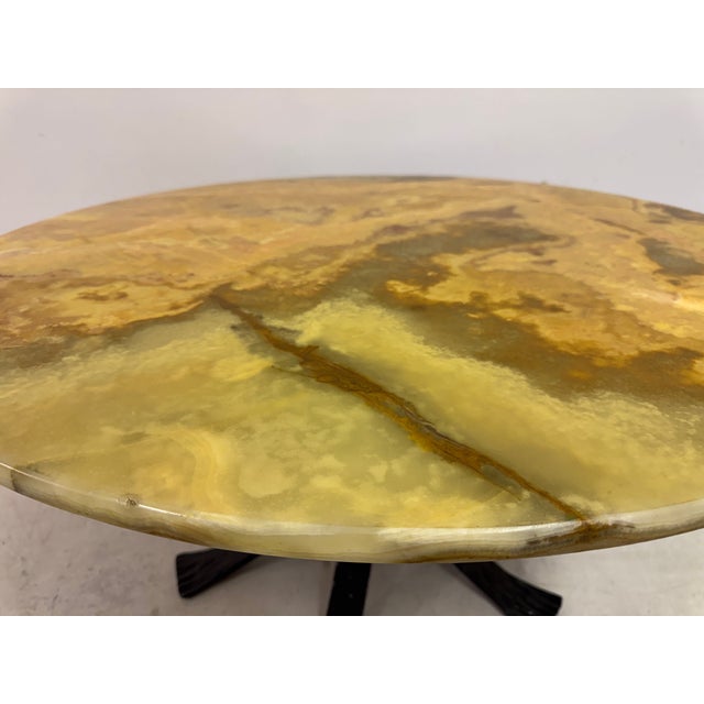 Vintage Round Onyx and Wrought Iron Coffee Table, 1970s For Sale - Image 4 of 13
