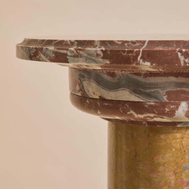Tan 19th Century French Rouge + Ochre Marble Pedestal For Sale - Image 8 of 9