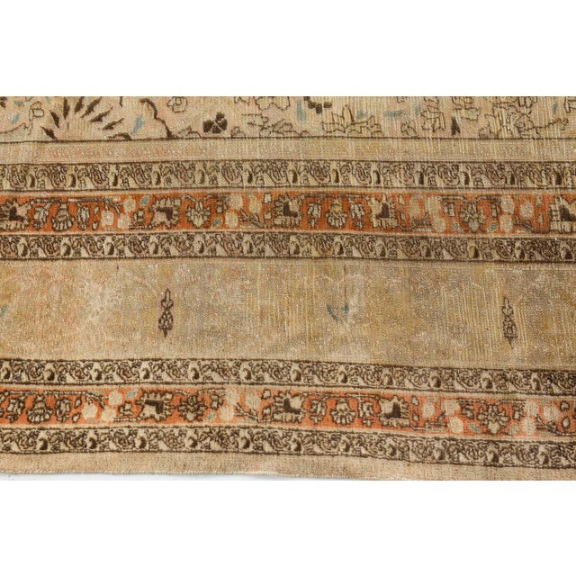 Early 20th Century Persian Meshad Camel, Brown, Orange Handwoven Wool Rug For Sale In New York - Image 6 of 10