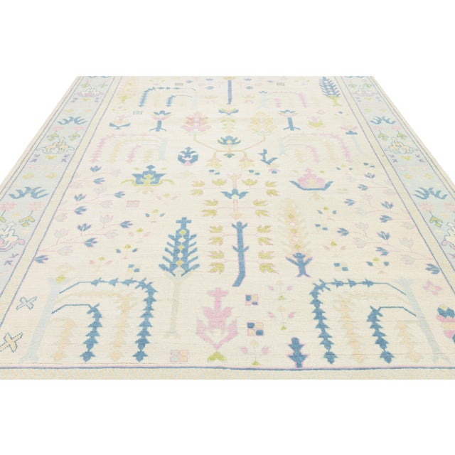 2010s Turkish Inspired Modern Oushak Wool Rug With Minimalist Botanical Design 9x12 For Sale - Image 5 of 10