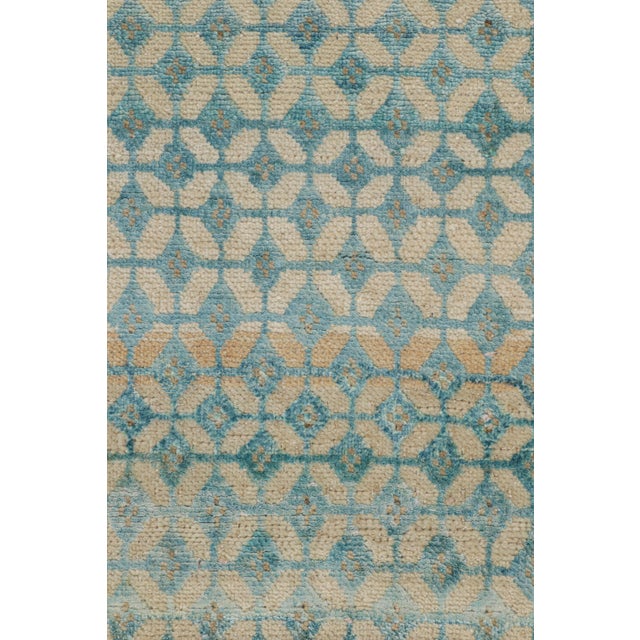 Contemporary Rug & Kilim’s Contemporary Rug With Beige and Blue Geometric Patterns For Sale - Image 3 of 7