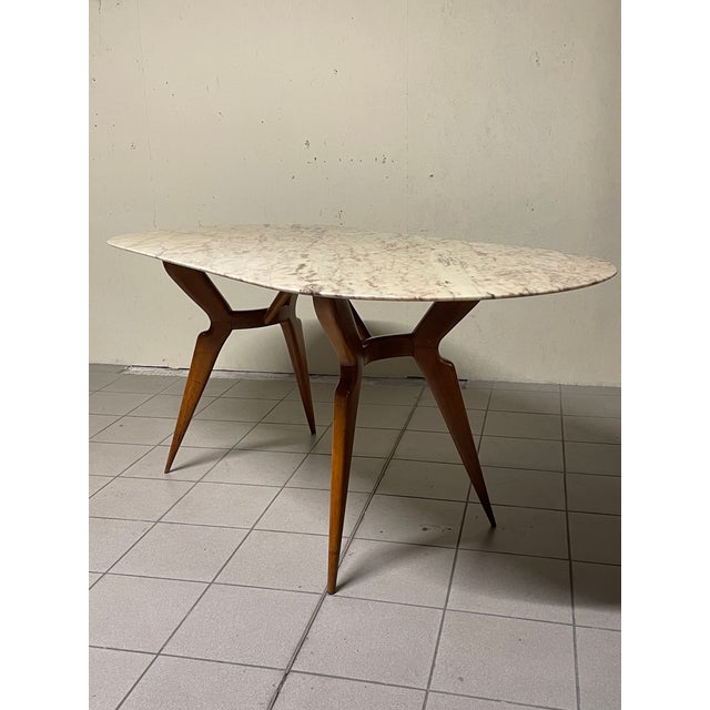 Table with Wooden Leg and Marble Top, 1950s For Sale - Image 18 of 18