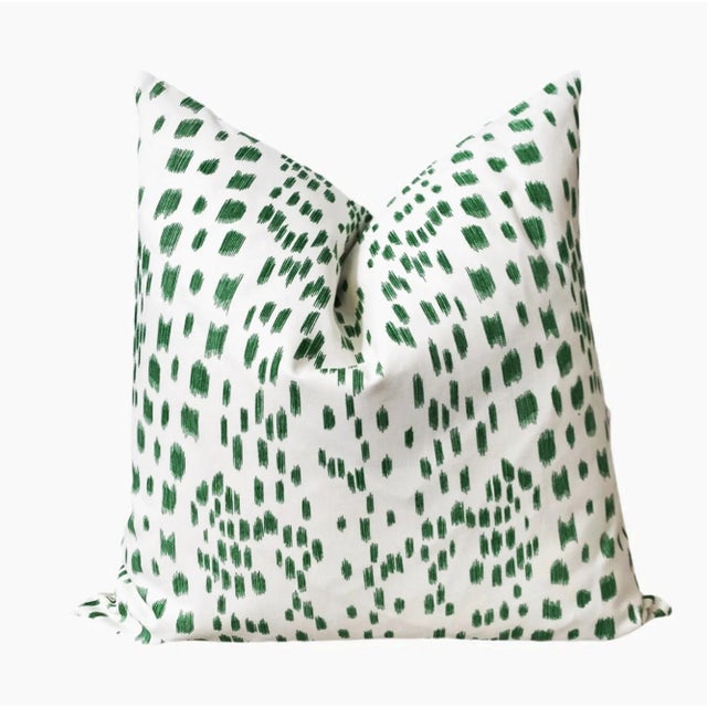 Green Two-Sided Spotted 22" Down Pillows - a Pair For Sale - Image 4 of 5