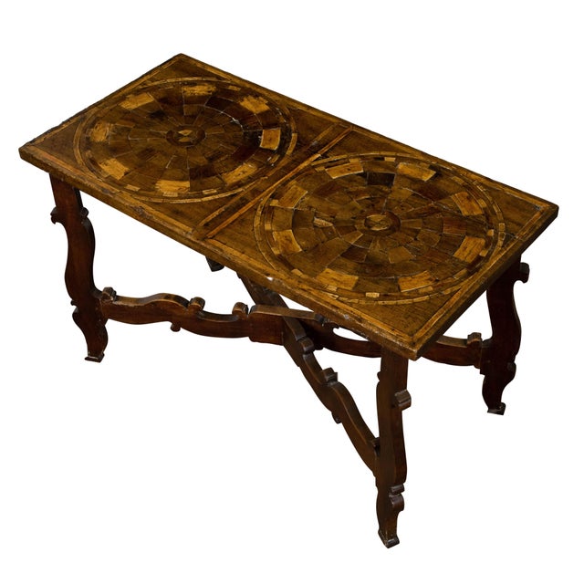 Italian 18th Century Baroque Style Carved Walnut Table with Marquetry Décor For Sale - Image 10 of 12