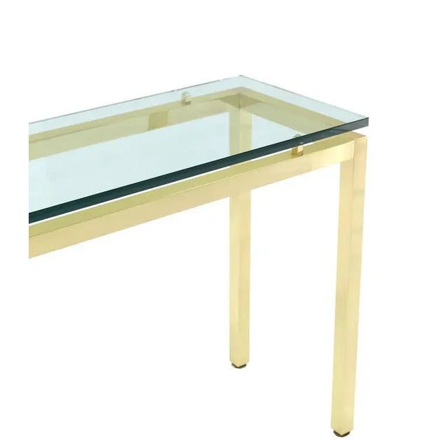 Vintage Mid Century Brass and Glass Console Table For Sale - Image 6 of 8