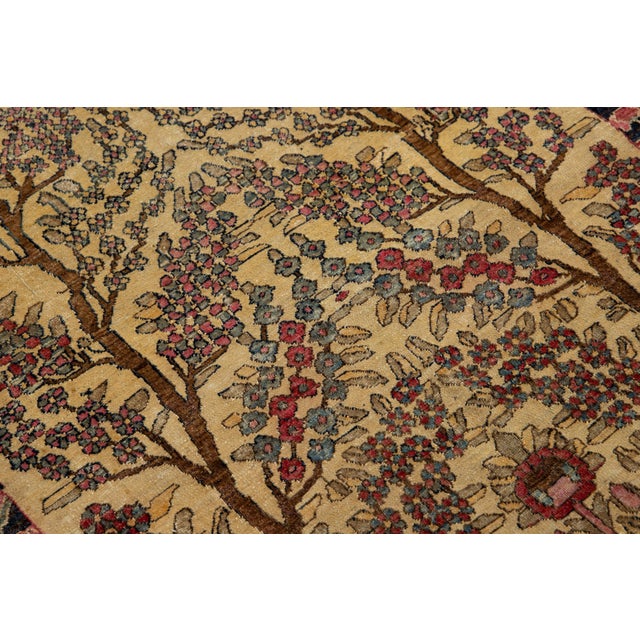 1920s Unique Handmade Antique Persian Isfahan Wool Rug in Tan With Allover Design For Sale - Image 5 of 9