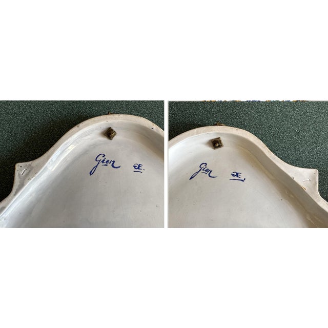 Early 20th Century Gien Faience Pottery Wall Sconce Pair: Majolica Floral, Dolphin Motif - a Pair For Sale - Image 9 of 10