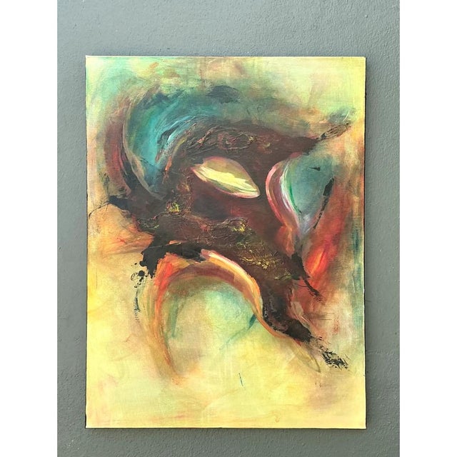 Vintage Abstract Expressionist Oil Painting on Canvas For Sale - Image 9 of 12