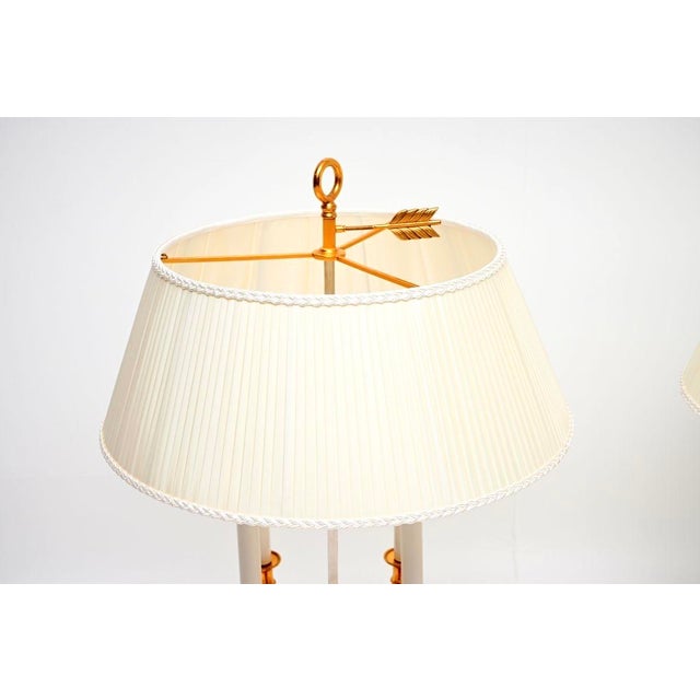 French Brass Bouillotte Table Lamps, 1960, Set of 2 For Sale - Image 4 of 11