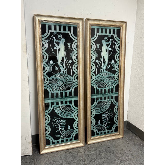 Art Deco Art Deco in the Style of Paul Fehér Muse With Violin Screens, Pair For Sale - Image 3 of 12