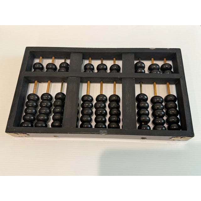 Vintage Chinese Lotus-Flower Brand Suanpan Abacus With Brass Accents Brass 11 Rows 77 Beads For Sale - Image 12 of 12