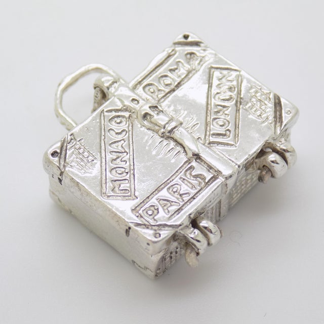 Metal Vintage Italian Handmade Silver Luggage Box, Italy, 1970s For Sale - Image 7 of 14