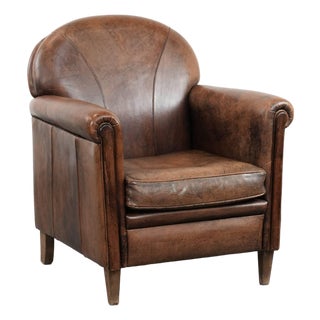 Vintage Club Chair in Sheepskin Leather For Sale