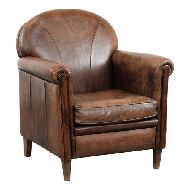 Vintage Club Chair in Sheepskin Leather For Sale