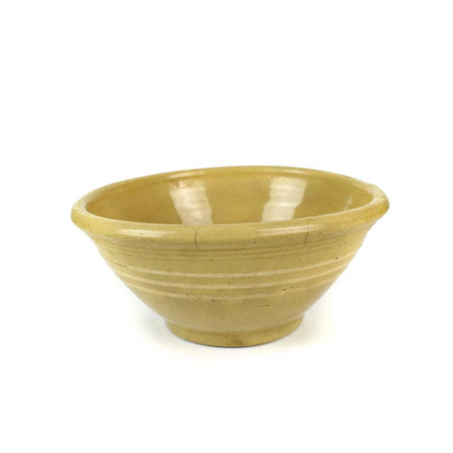 Antique 1900's American Yellow Stoneware Bowl For Sale - Image 4 of 10