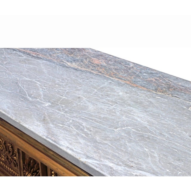 Late 19th Century Neoclassical Style Giltwood Console Table With Carved Foliate Frieze and Marble Top For Sale - Image 12 of 15