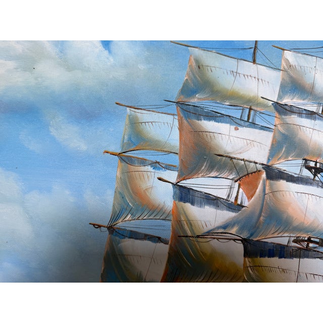 Paint K.Dossi Original Sailing Ship Oil Painting, Nautical Seascape, Maritime Art For Sale - Image 7 of 12