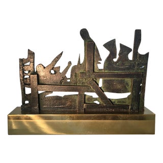 Bronze and Brass Abstract Sculpture by Nevio De Luca, Italy, 1980s For Sale
