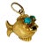 1960s 18k Yellow Gold and Persian Turquoise Fish Pendant or Charm For Sale