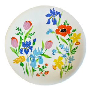 1970s Vintage Heinrich & Co German Boho Chic Hollywood Regency Flora Platter