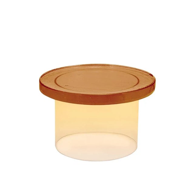 Alwa three big amber coffee table by pulpo dimensions: d56 x h35 cm materials: casted and hand blown glass also available...