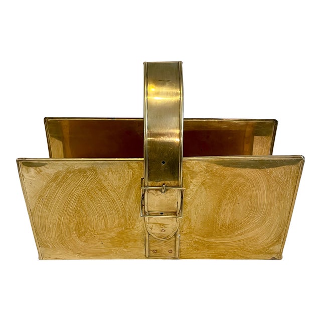 1970's Maria Pergay Style Italian Brass Magazine Rack For Sale