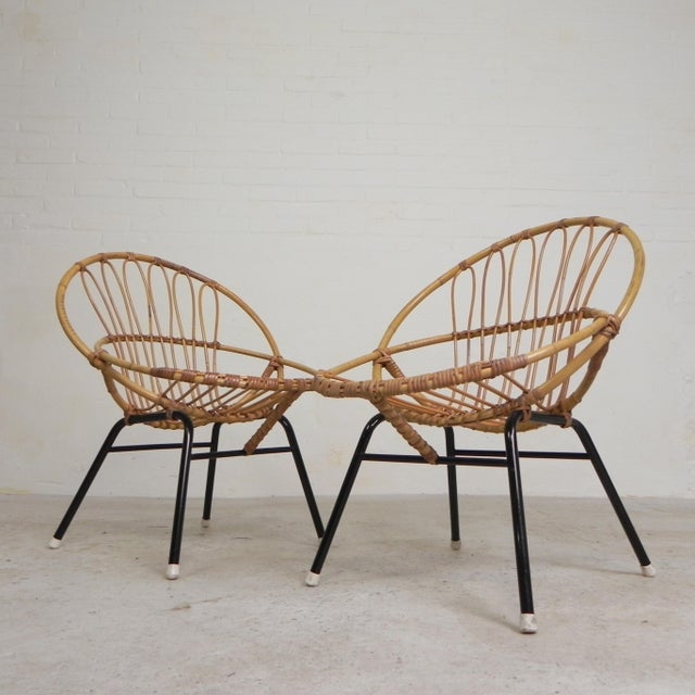 Rattan, Bamboo Childrens Chairs from Rohe Noordwold,e 1950s, Set of 2 For Sale - Image 15 of 18