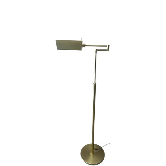 Vintage Brass Bankers Floor Lamp with Articulated Arm, 1960s For Sale - Image 15 of 18